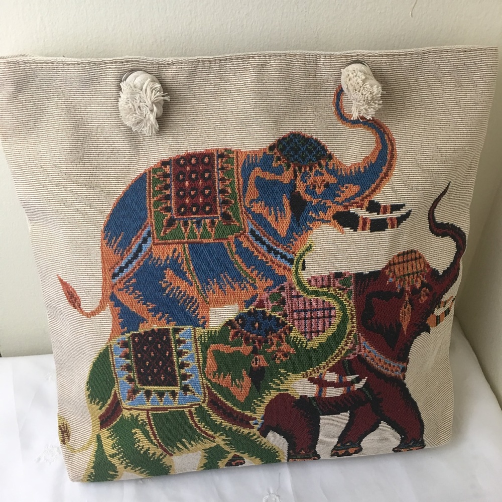 Animal print  cream canvas tote bag